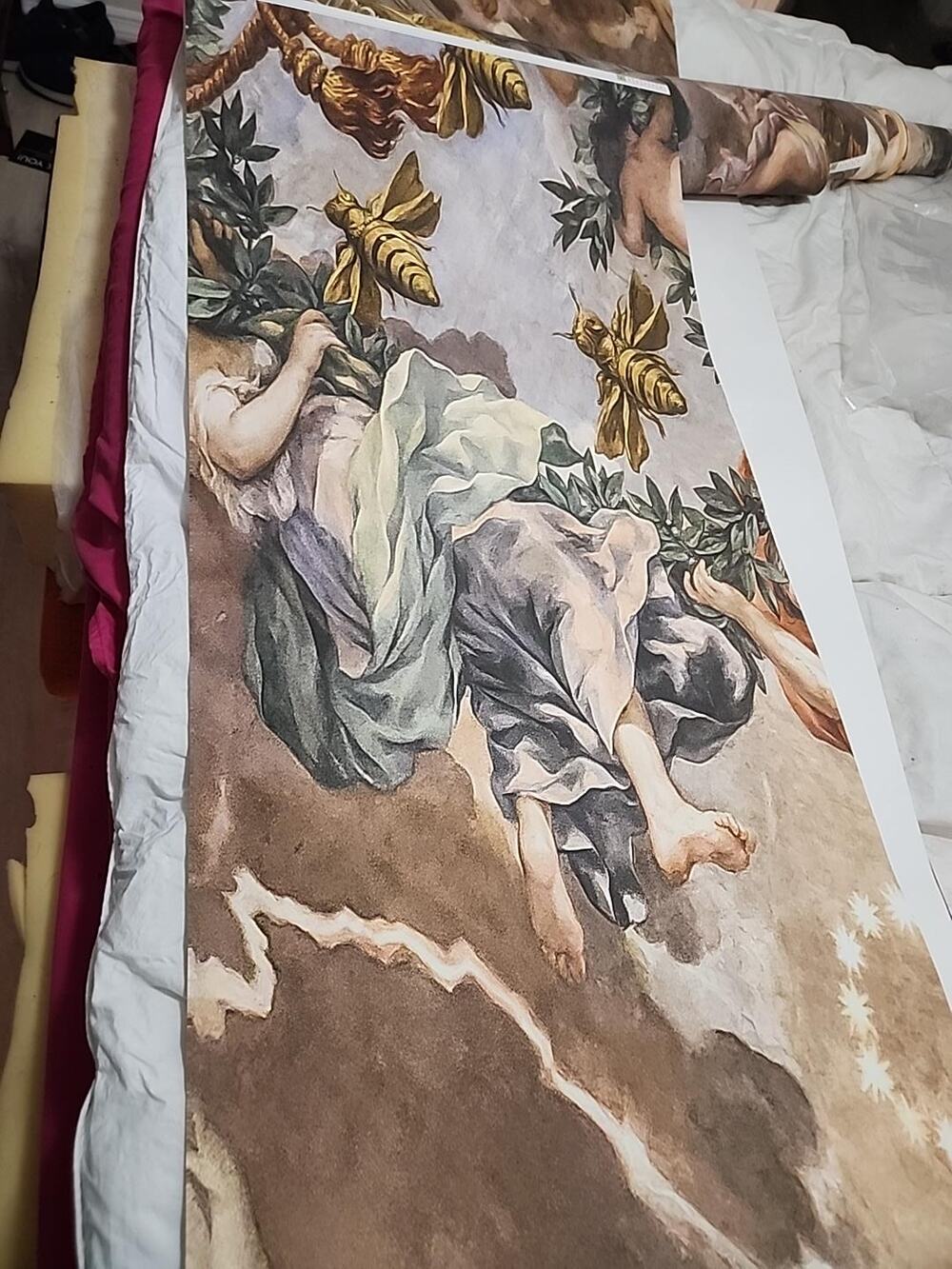 CocoMurals 10x10 Wall Mural Complete 6-Panel Baroque Fresco Gold Bees